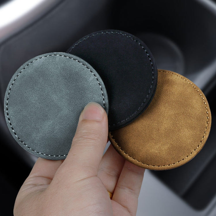 2pcs/ Set Car Suede Anti-Slip Water Coaster Car Interior Decoration(Black) - Car Drink Holders by PMC Jewellery | Online Shopping South Africa | PMC Jewellery | Buy Now Pay Later Mobicred