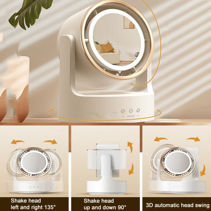 3 In 1 Multifunctional Desktop Fan with LED Light Cosmetic Mirror Rechargeable Oscillating - Electric Fans by PMC Jewellery | Online Shopping South Africa | PMC Jewellery | Buy Now Pay Later Mobicred