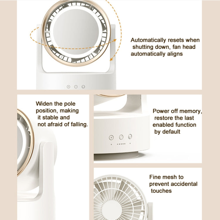 3 In 1 Multifunctional Desktop Fan with LED Light Cosmetic Mirror USB Plug Non-Oscillating - Electric Fans by PMC Jewellery | Online Shopping South Africa | PMC Jewellery | Buy Now Pay Later Mobicred