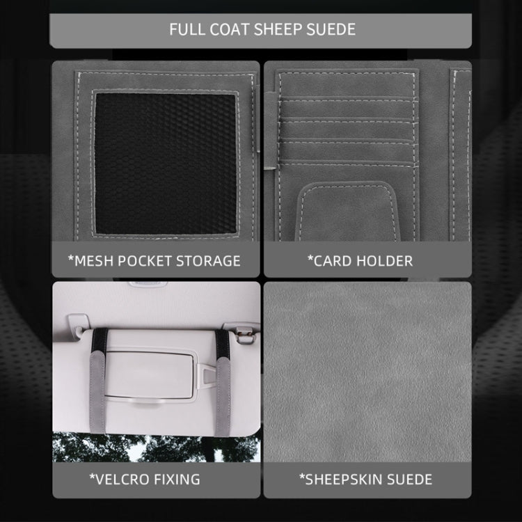 Car Sun Visor Bill Holder Glasses Clip Storage Bag(Grey) - Sunglasses & Glasses Clips by PMC Jewellery | Online Shopping South Africa | PMC Jewellery | Buy Now Pay Later Mobicred