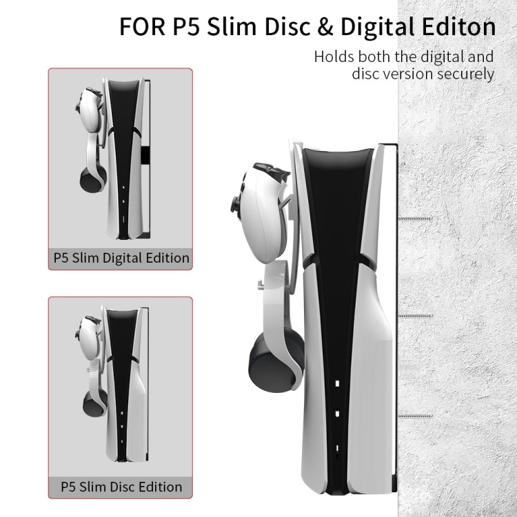 For PS5 Slim JYS-P5193 Console Wall Mount Hanging Storage Rack With Headphone Grip Organizer(Black) - Holder by JYS | Online Shopping South Africa | PMC Jewellery | Buy Now Pay Later Mobicred