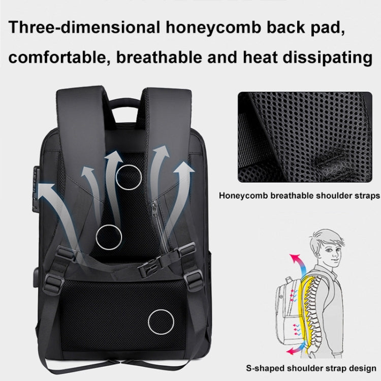 17 inch Password Lock Large Capacity Waterproof Laptop Backpack with USB Port(Dark Gray) - free shipping - PMC Jewellery - Order now!