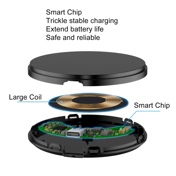 DSW-36B Mobile Phone Wireless Charger Mini 15W Fast Charging Type-C Round QI - Wireless Charger by PMC Jewellery | Online Shopping South Africa | PMC Jewellery | Buy Now Pay Later Mobicred