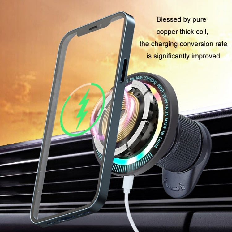 Magsafe 15W Magnetic Colorful Light Wireless Charging Mobile Phone Holder, Color: A9 Air Outlet Dark Gray - Wireless Charger Holders by PMC Jewellery | Online Shopping South Africa | PMC Jewellery | Buy Now Pay Later Mobicred