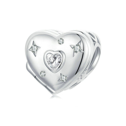 S925 Sterling Silver Platinum-plated Valentine Day Love Opening Closing DIY Beads(BSC973) - Jewelry Accessories by PMC Jewellery | Online Shopping South Africa | PMC Jewellery | Buy Now Pay Later Mobicred