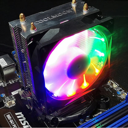 COOLMOON Frost Double Copper Tube CPU Fan Desktop PC Illuminated Silent AMD Air-Cooled Cooler, Style: P22 Streamline Edition Double Fan - Fan Cooling by COOLMOON | Online Shopping South Africa | PMC Jewellery | Buy Now Pay Later Mobicred