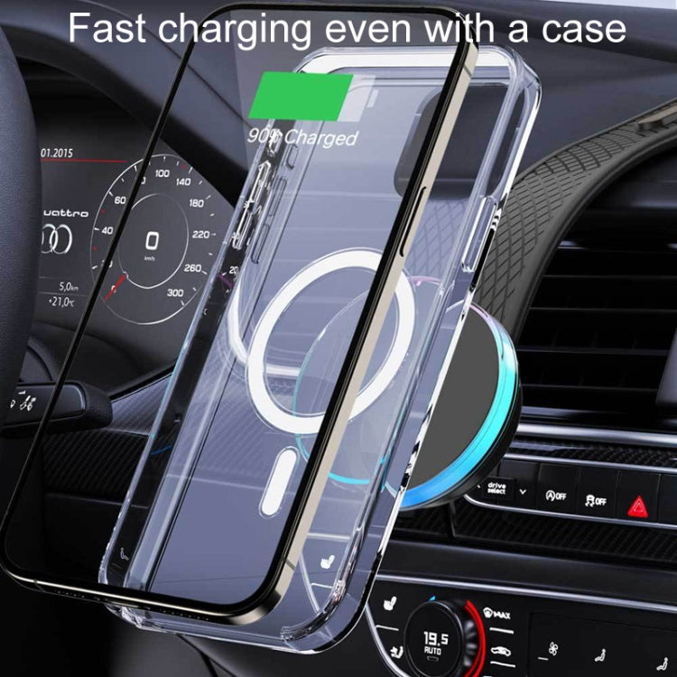 15W Car Magnetic Wireless Charging Cell Phone Holder With Ambient Light - Wireless Charger Holders by PMC Jewellery | Online Shopping South Africa | PMC Jewellery | Buy Now Pay Later Mobicred