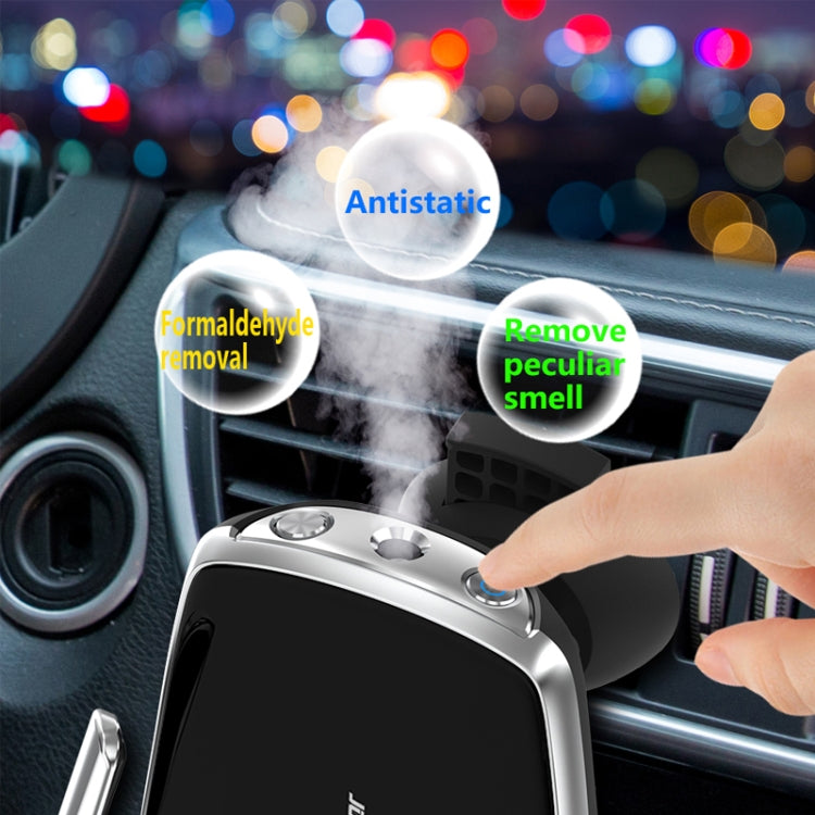 Car Cell Phone Holder Wireless Charger Aromatherapy Spray(Black) - Wireless Charger Holders by PMC Jewellery | Online Shopping South Africa | PMC Jewellery | Buy Now Pay Later Mobicred