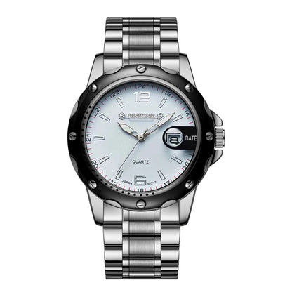 BINBOND B9696 Outdoor Calendar Luminous Waterproof Quartz Watch, Color: White Steel-White - Metal Strap Watches by BINBOND | Online Shopping South Africa | PMC Jewellery | Buy Now Pay Later Mobicred