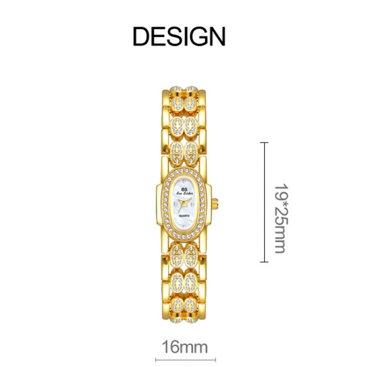 BS Bee Sister Stainless Steel Ladies Bracelet Watch Diamond Wristwatch(Golden Silver) - Metal Strap Watches by BS Bee Sister | Online Shopping South Africa | PMC Jewellery | Buy Now Pay Later Mobicred