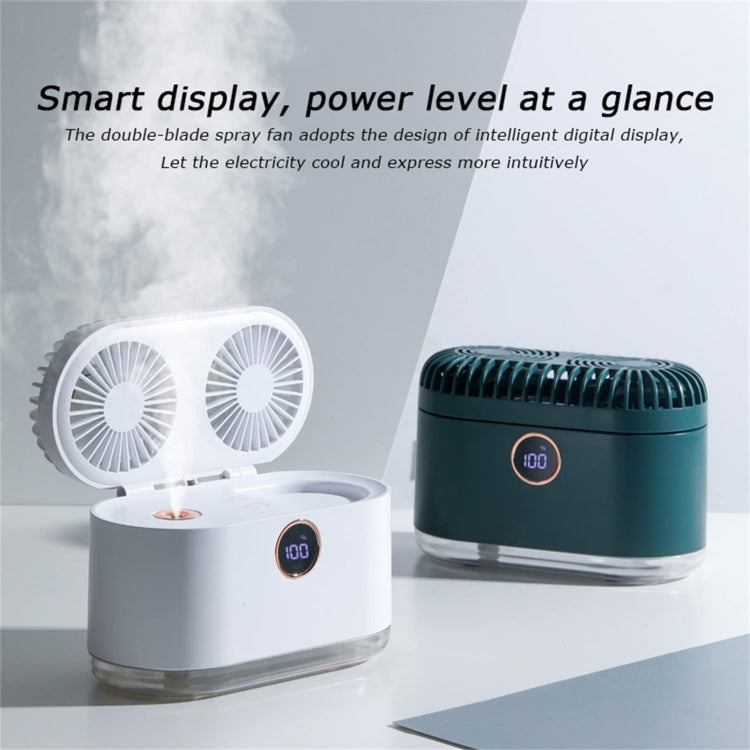 WT-818 Dual-leaf Spray Smart Digital Display Desktop Fan Night Light Humidification Cooler(Green) - Electric Fans by PMC Jewellery | Online Shopping South Africa | PMC Jewellery | Buy Now Pay Later Mobicred