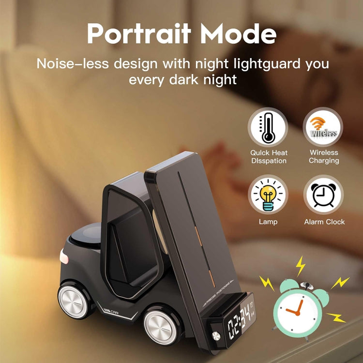 T20 5-in-1 Car-shaped Desktop Alarm Clock Wireless Charger with Atmosphere Light(Yellow) - Wireless Charger by PMC Jewellery | Online Shopping South Africa | PMC Jewellery | Buy Now Pay Later Mobicred