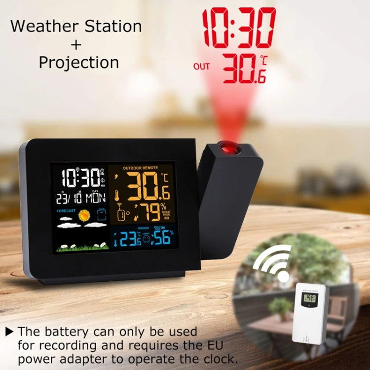 Household Color Screen Temperature And Humidity Meter Weather Forecast Projection Clock, Model: EU Plug - Novelty Clock by PMC Jewellery | Online Shopping South Africa | PMC Jewellery | Buy Now Pay Later Mobicred