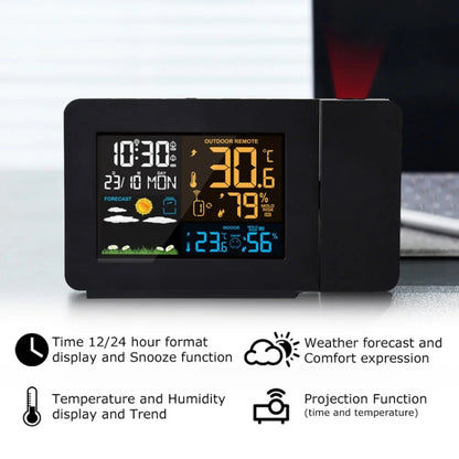 Household Color Screen Temperature And Humidity Meter Weather Forecast Projection Clock, Model: UK Plug - Novelty Clock by PMC Jewellery | Online Shopping South Africa | PMC Jewellery | Buy Now Pay Later Mobicred