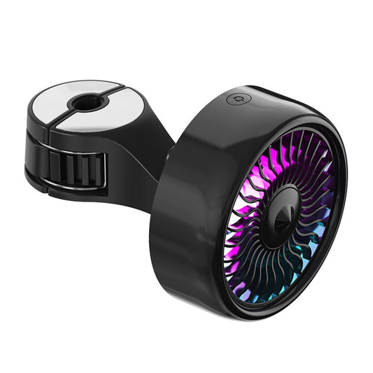 FE052 RGB Color Light USB Plug-in Clip-on Car Rear Seat Headrest Fan(Black) - Heating & Fans by PMC Jewellery | Online Shopping South Africa | PMC Jewellery | Buy Now Pay Later Mobicred