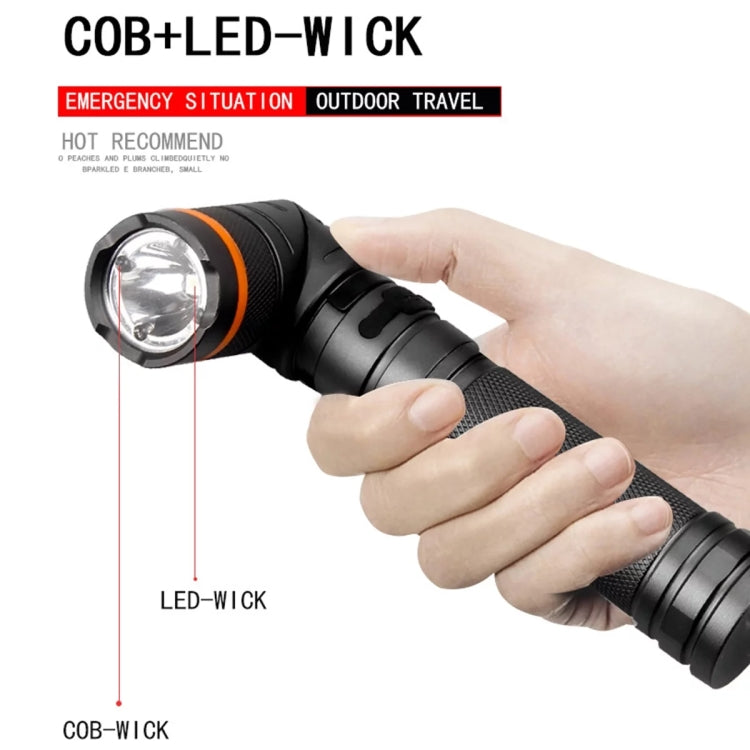 90 Degree Foldable Flashlight White / Red / Green Lights Waterproof Magnetic Torch Built In 18650 Lithium Battery - LED Flashlight by PMc TechLife | Online Shopping South Africa | PMc TechLife | Buy Now Pay Later Mobicred