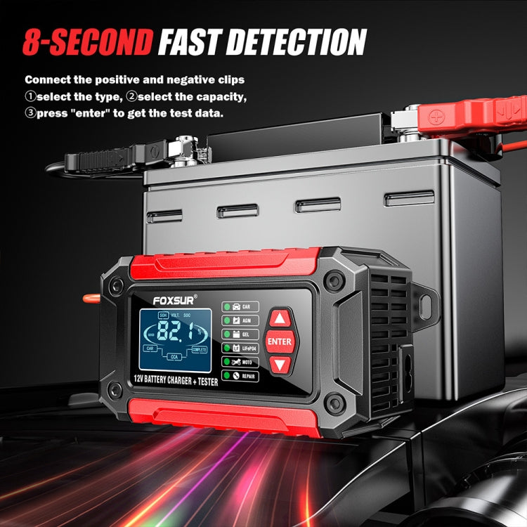 FOXSUR Cars Motorcycles 12V Lithium Cattery Charger With Battery Detection(EU Plug) - Battery Charger by FOXSUR | Online Shopping South Africa | PMC TechLife | Buy Now Pay Later Mobicred