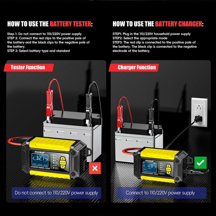 FOXSUR Cars Motorcycles 12V Lithium Cattery Charger With Battery Detection(UK Plug) - Battery Charger by FOXSUR | Online Shopping South Africa | PMC Jewellery | Buy Now Pay Later Mobicred