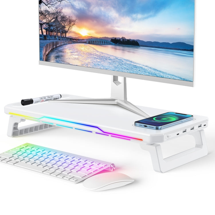 RGB Computer Monitor Stand Riser 3 USB 2.0 +1 Type-C Ports, Spec: Basic White - Laptop Stand by PMC Jewellery | Online Shopping South Africa | PMC Jewellery | Buy Now Pay Later Mobicred