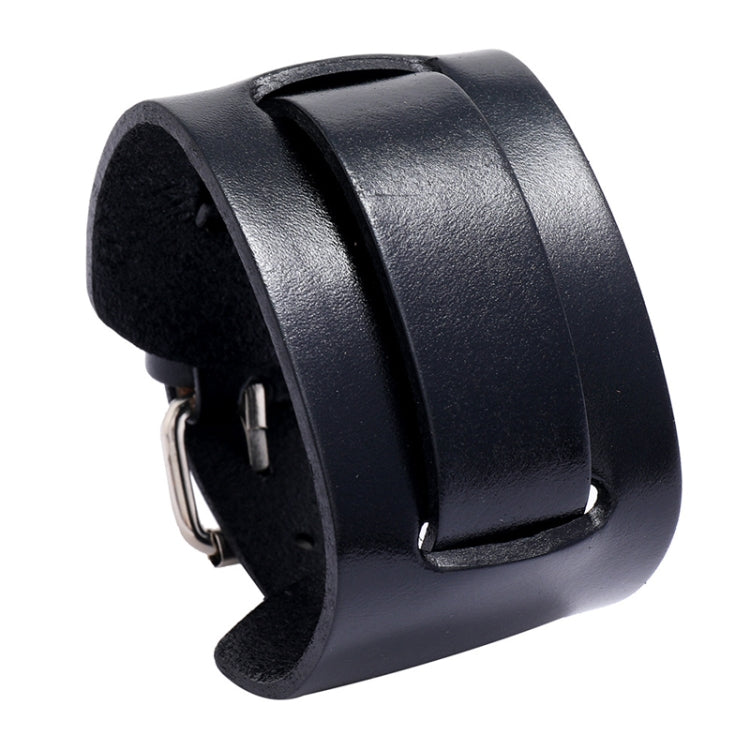 Vintage Adjustable Bracelet Simple Punk Wide Leather Bracelet(Black) - Bracelets by PMC Jewellery | Online Shopping South Africa | PMC Jewellery | Buy Now Pay Later Mobicred