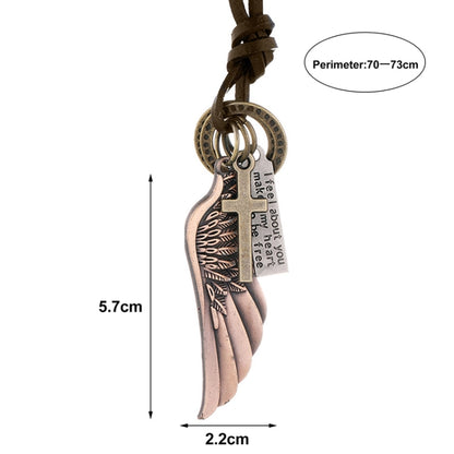 Personalized Angel Wings Pendant Adjustable Simple Long Necklace(Red Bronze) - Necklaces & Pendants by PMC Jewellery | Online Shopping South Africa | PMC Jewellery | Buy Now Pay Later Mobicred