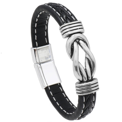 Simple Alloy Magnetic Clasp Leather Bracelet Personalized Braided Bracelet, Style: Black 21cm - Bracelets by PMC Jewellery | Online Shopping South Africa | PMC Jewellery | Buy Now Pay Later Mobicred