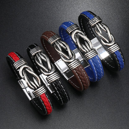 Simple Alloy Magnetic Clasp Leather Bracelet Personalized Braided Bracelet, Style: Black 21cm - Bracelets by PMC Jewellery | Online Shopping South Africa | PMC Jewellery | Buy Now Pay Later Mobicred