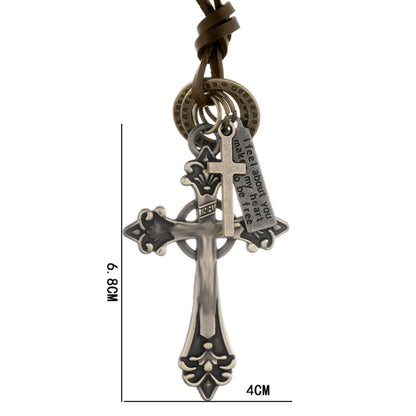 Vintage Long Cross Necklace Drawstring Adjustable Personalized Sweater Chain(Silver) - Necklaces & Pendants by PMC Jewellery | Online Shopping South Africa | PMC Jewellery | Buy Now Pay Later Mobicred