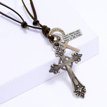 Vintage Long Cross Necklace Drawstring Adjustable Personalized Sweater Chain(Silver) - Necklaces & Pendants by PMC Jewellery | Online Shopping South Africa | PMC Jewellery | Buy Now Pay Later Mobicred