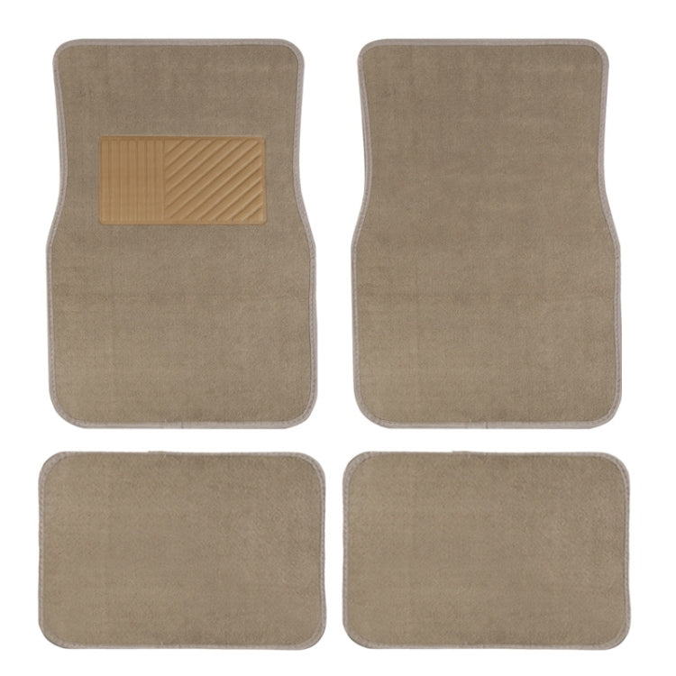 4pcs /Set Universal Car Foot Mats PVC Flocking Pads(Beige) - Floor Mats by PMC Jewellery | Online Shopping South Africa | PMC Jewellery | Buy Now Pay Later Mobicred