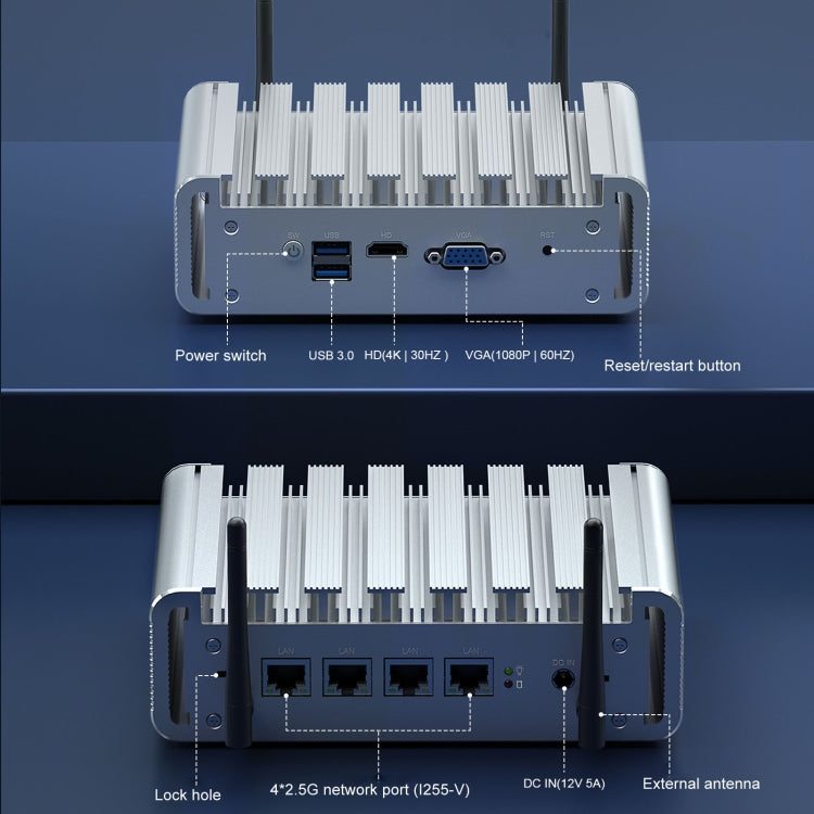 HYSTOU P09B-J4125-4L 8GB DDR4+128GB SSD Industrial Computer Soft Route From 2.5G Multi -Network HTPC Server Mini Console(With US Adapter) - free shipping - PMc TechLife - Order now!