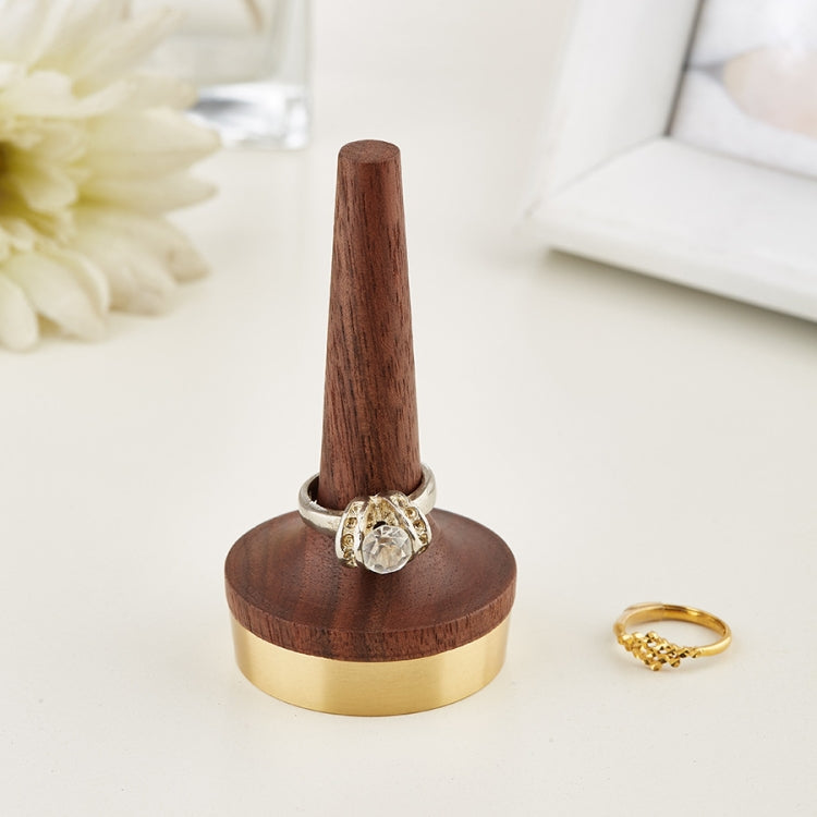 Black Walnut Wood With Brass Stand Ring Holder For Jewelry - Jewelry Storages by PMC Jewellery | Online Shopping South Africa | PMC Jewellery | Buy Now Pay Later Mobicred