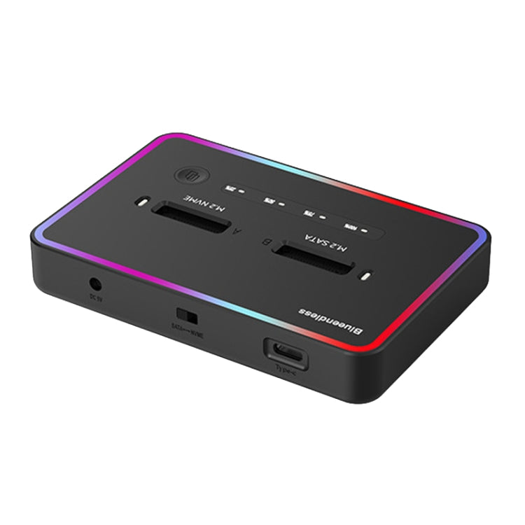 RGB NVME + SATA Blueendless M.2 Dual-Slot Hard Drive Base Solid State Hard Drive Box, US Plug - HDD Enclosure by PMC Jewellery | Online Shopping South Africa | PMC Jewellery | Buy Now Pay Later Mobicred