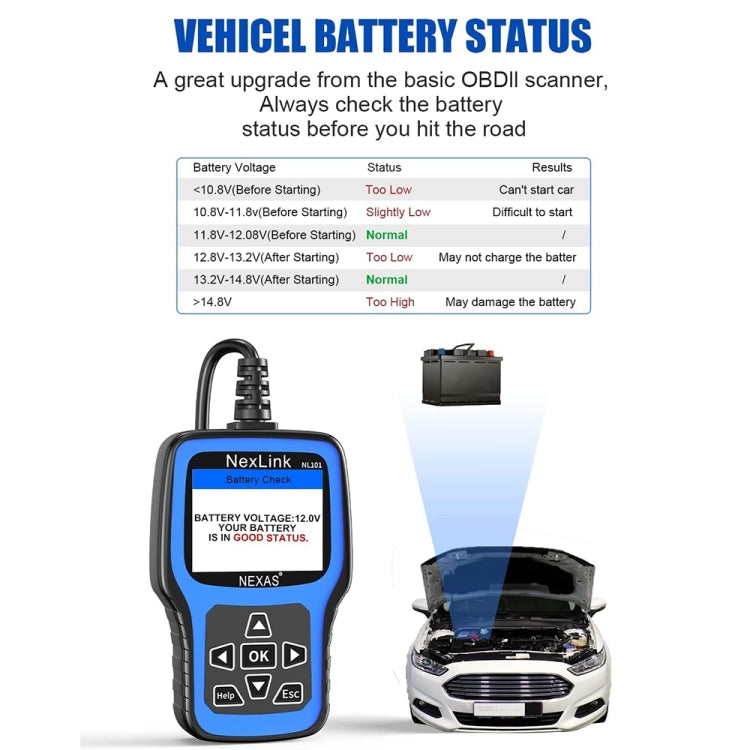 Nexas NL101 Universal OBD2 Scanner Diagnostic Tool & Battery Tester With OBDII - Electronic Test by Nexas | Online Shopping South Africa | PMC Jewellery | Buy Now Pay Later Mobicred