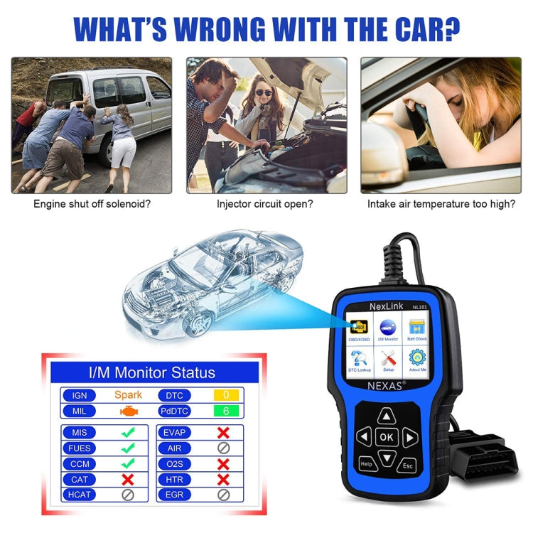 Nexas NL101 Universal OBD2 Scanner Diagnostic Tool & Battery Tester With OBDII - Electronic Test by Nexas | Online Shopping South Africa | PMC Jewellery | Buy Now Pay Later Mobicred