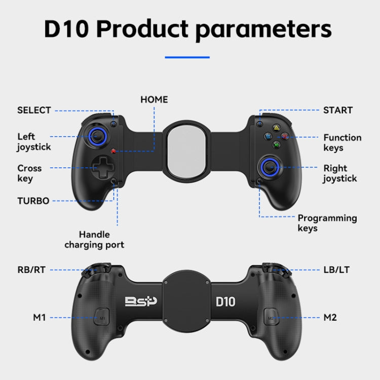 BSP-D10 Wireless Stretch Game Controller for Switch / Android / IOS / PC / PS3 / PS4(Black) - Controller Gamepad by PMC Jewellery | Online Shopping South Africa | PMC Jewellery | Buy Now Pay Later Mobicred