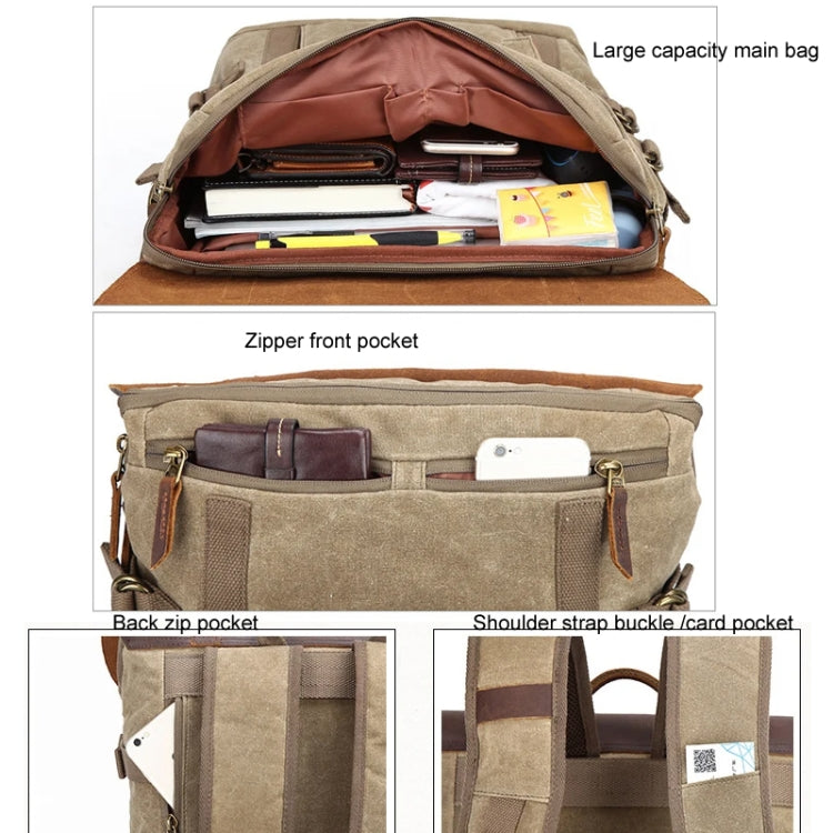 Vintage Camera Bag Waterproof  Canvas Backpack with Laptop Compartment Tripod Holder(Khaki) - Backpack by PMC TechLife | Online Shopping South Africa | PMC TechLife | Buy Now Pay Later Mobicred