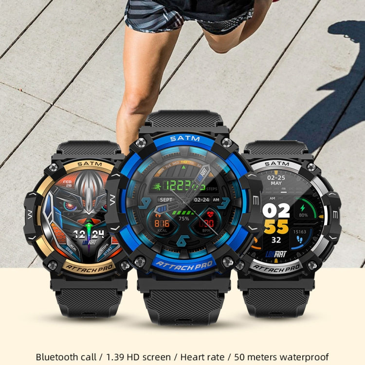 LOKMAT ATTACK 2 PRO 1.39-Inch 5ATM Waterproof Health Monitoring Bluetooth Smart Watch(Gold) - Smart Watches by LOKMAT | Online Shopping South Africa | PMC Jewellery | Buy Now Pay Later Mobicred