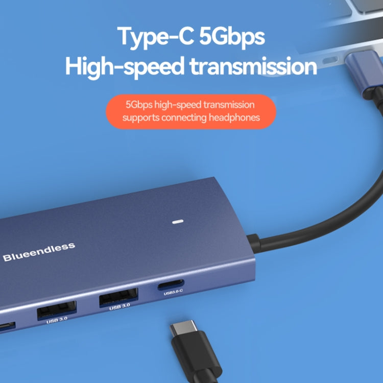 Blueendless 4K60Hz + Gigabit LAN + Data Type-C Docking Station, Spec: 6-in-1 Gray - USB HUB by Blueendless | Online Shopping South Africa | PMC Jewellery | Buy Now Pay Later Mobicred