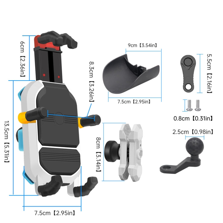 Colorful Motorcycle Shock-absorbing Navigation Mobile Phone Holder(Mirror Mount) - Holder by PMC Jewellery | Online Shopping South Africa | PMC Jewellery | Buy Now Pay Later Mobicred