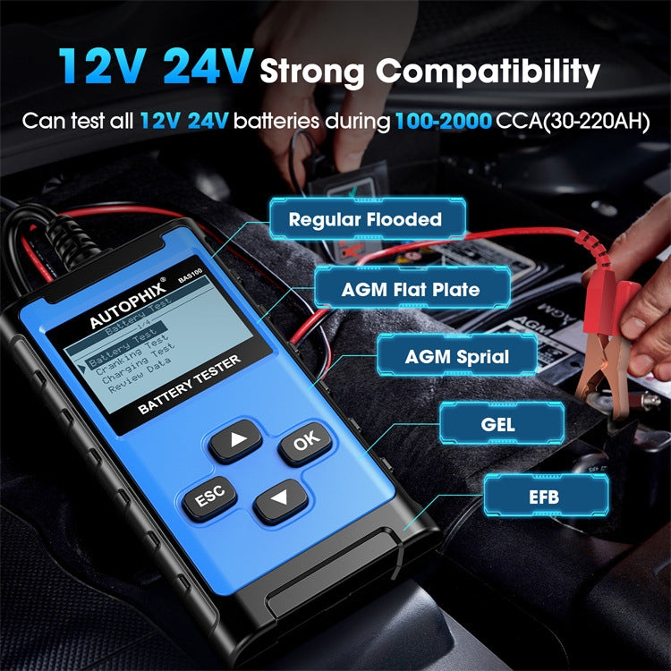 AUTOPHIX BAS100 12V / 24V 100-2000CCA Car Battery Test Analyzer - Electronic Test by AUTOPHIX | Online Shopping South Africa | PMC Jewellery | Buy Now Pay Later Mobicred