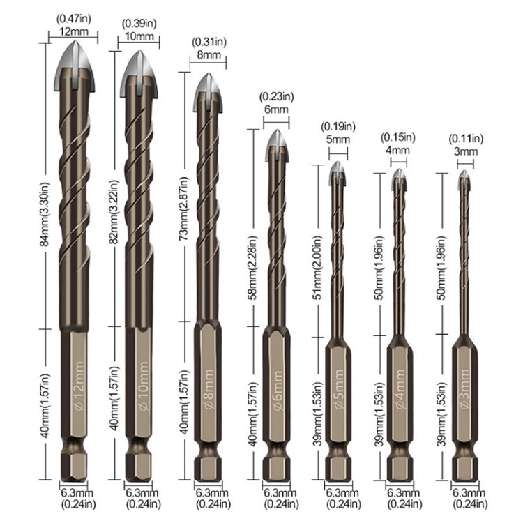3mm Hexagonal Shank Spiral Flute Cross Alloy Drill Bits Glass Tile Four Edge Drivers - Drill & Drill Bits by PMC TechLife | Online Shopping South Africa | PMC TechLife | Buy Now Pay Later Mobicred