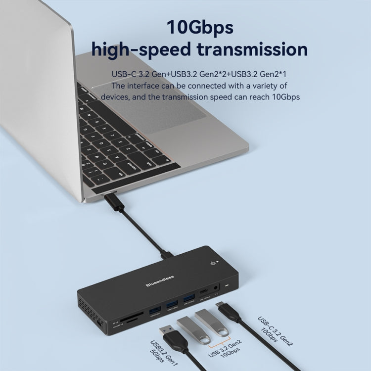 Blueendless 12-In-1 HD Multifunctional Docking Station 10Gbps Splitter With Switch(Dual 8K HDMI+DP) - free shipping - PMC Jewellery - Order now!