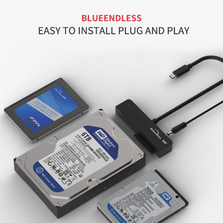 Blueendless US35 USB3.0 To SATA Adapter 2.5 / 3.5-Inch Hard Drive SSD Reader, Spec: Type-C US Plug - USB to IDE / SATA by Blueendless | Online Shopping South Africa | PMC Jewellery | Buy Now Pay Later Mobicred