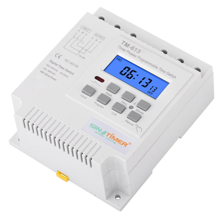 SINOTIMER TM613 380V 16A Three-Phase Programmable Time Switch With Backlight - free shipping - PMC TechLife - Order now!