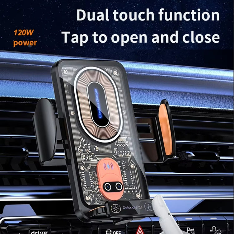 120W Transparent Car Wireless Charger Cell Phone Holder Magnetic Fast Charger(Black) - Wireless Charging Bracket by PMC TechLife | Online Shopping South Africa | PMC TechLife | Buy Now Pay Later Mobicred