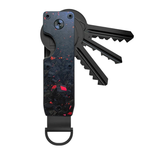 Compact Key Organizer Metal Key Chain Can Hold 2-6 Keys Red Forged Carbon - Key Rings by PMC Jewellery | Online Shopping South Africa | PMC Jewellery | Buy Now Pay Later Mobicred