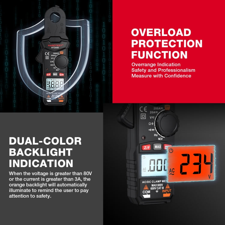 HABOTEST Mini Clamp Multimeter Portable Digital Ammeter - Digital Multimeter by HABOTEST | Online Shopping South Africa | PMC TechLife | Buy Now Pay Later Mobicred