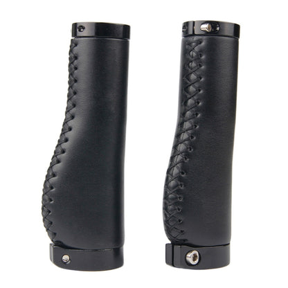 1pair Bicycle Non-Slip Leather Handlebar Grips Mountain Bike Vintage Handlebar Protector(Black) - Bicycle Grips by PMC Jewellery | Online Shopping South Africa | PMC Jewellery | Buy Now Pay Later Mobicred