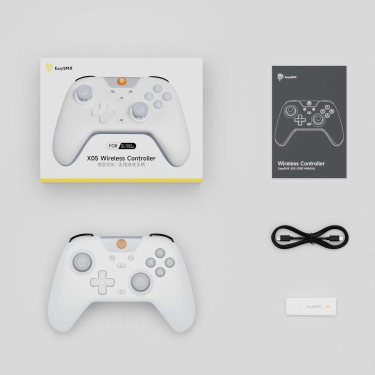 EasySMX X05 Wireless Gamepad Hall RGB Effect Controller For PC / Phone / Switch / Steam Deck(White) - free shipping - PMC Jewellery - Order now!